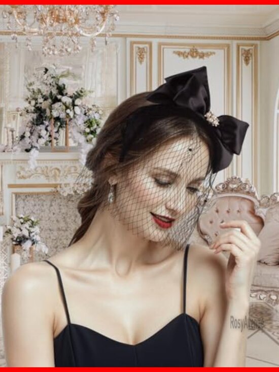 Derby Fascinator Hat with Satin Bow Feathers Pearls Rhinestones for Wedding Tea main image 4